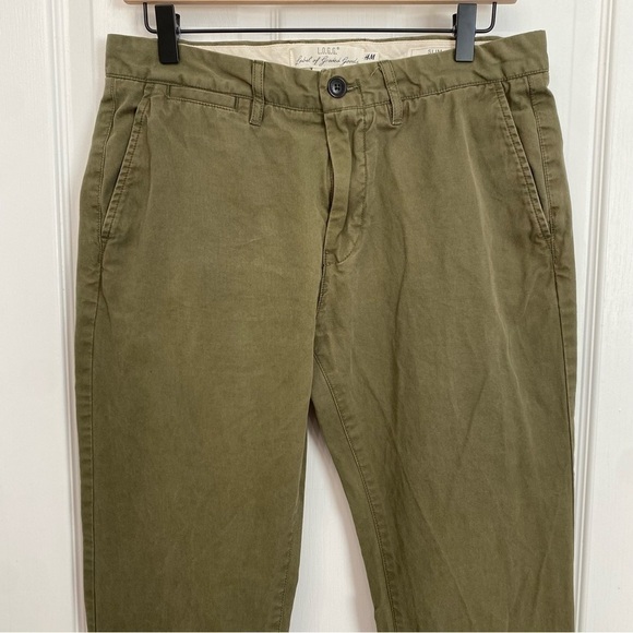 H&M LOGG Slim Fit Olive Green Pants Size Waist 31 - Picture 3 of 14